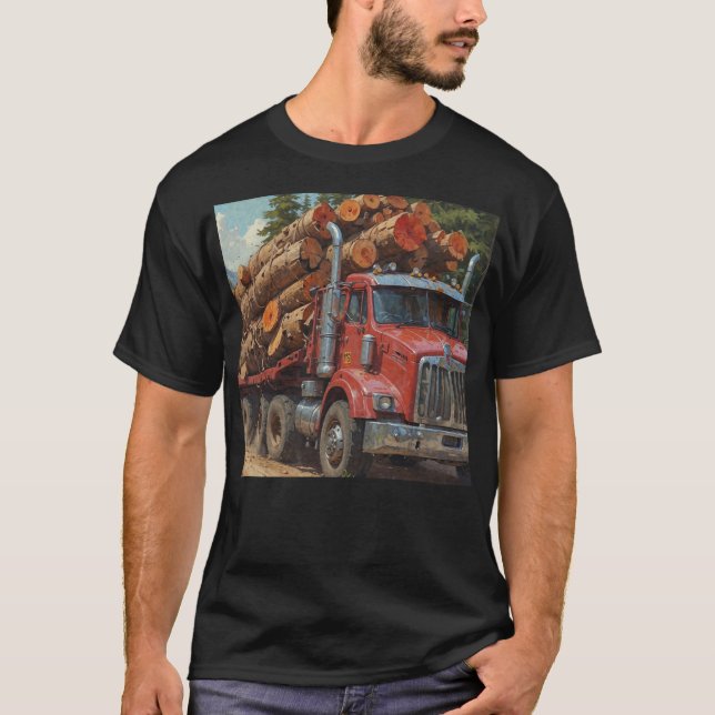 Roter LKW in den Bergen T-Shirt (Vorderseite)