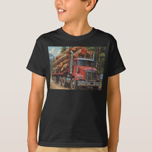 Roter LKW in den Bergen T-Shirt (Vorderseite)