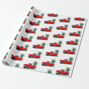 Roter LKW mit Agavenkaktus, Geschenkpapier