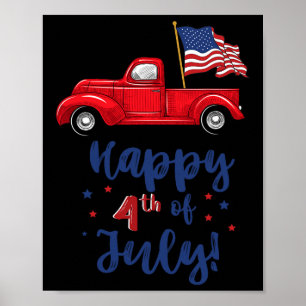 Roter LKW mit amerikanischer Fahne am 4. Juli Gif Poster