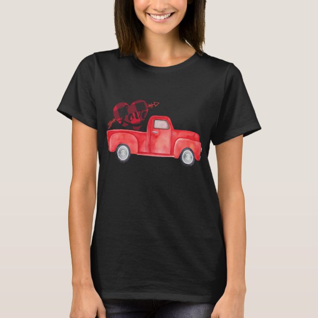 Roter LKW mit Büffel karierte Liebe Vale T-Shirt (Vorderseite)