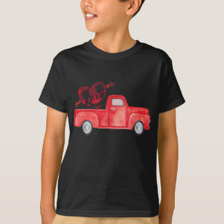Roter LKW mit Büffel karierte Liebe Vale T-Shirt