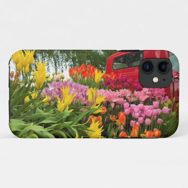Roter Lkw mit Tulips, Oregon Case-Mate iPhone Hülle (Rückseite (Horizontal))