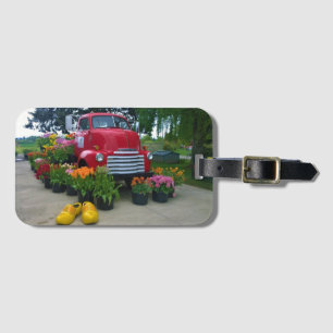 Roter Lkw mit Tulips, Oregon Gepäckanhänger