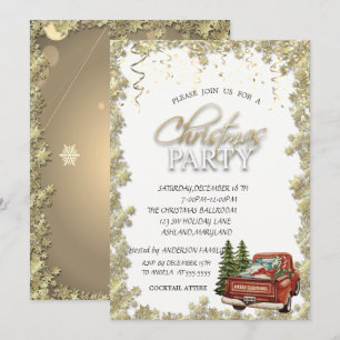 Roter LKW Pine Tree S,Sterne Weihnachtsfest Party Einladung