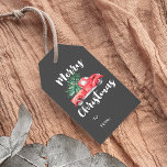 Roter LKW und Baum | Grauer, fröhlicher Weihnachts Geschenkanhänger<br><div class="desc">Diese roten LKW- und Baumgrau-Geschenktafeln sind perfekt für ein Vintages und modernes Urlaubsgeschenk. Das Design ist mit einem klassischen, alten Lieferwagen-LKW ausgestattet, der einen Weihnachtsbaum trägt, der in einem modernen, handgeschriebenen Schriftart auf dunkelgrauem Hintergrund mit den Worten "Frohe Weihnachten" versehen ist. Schreiben Sie den Namen des Geschenkempfängers und des Schenkengebers...</div>