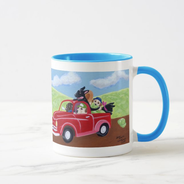 Roter LKW und Labradors Malerei Tasse (Rechts)