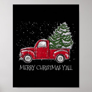 Roter LKW Weihnachten Xmas Vintage Frohe Weihnacht Poster