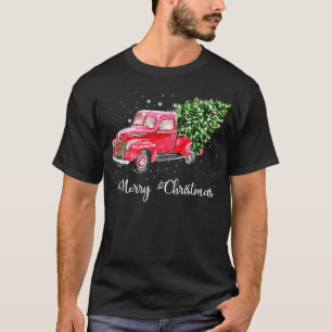 Roter LKW Weihnachtsbaum Vintage roter Pickup T-Shirt
