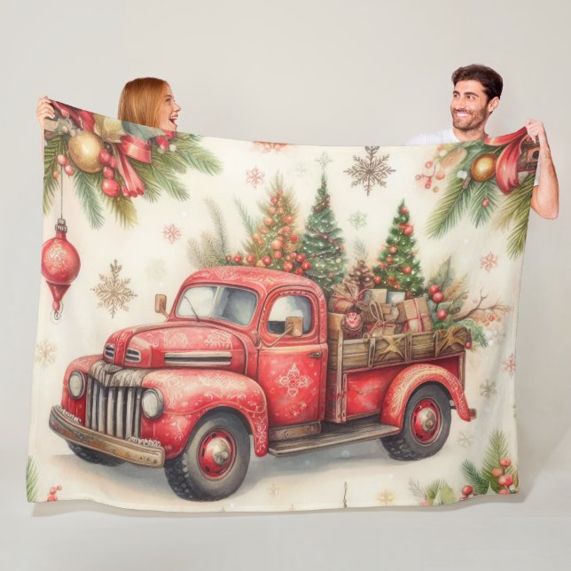 Roter LKW Weihnachtsmotifs Weihnachtsfest Fleecedecke (Beispiel)