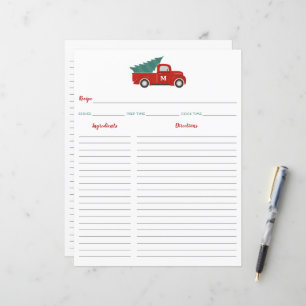 Roter LKW Weihnachtsrezeptkarteneinlage Binder-Ein