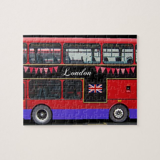 Roter London-Bus-Doppeldecker Puzzle (Horizontal)
