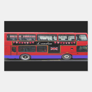 Roter London-Bus-Doppeldecker Rechteckiger Aufkleber