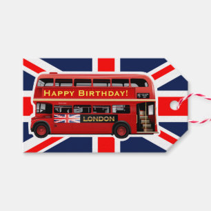 Roter London-Bus themenorientiert Geschenkanhänger