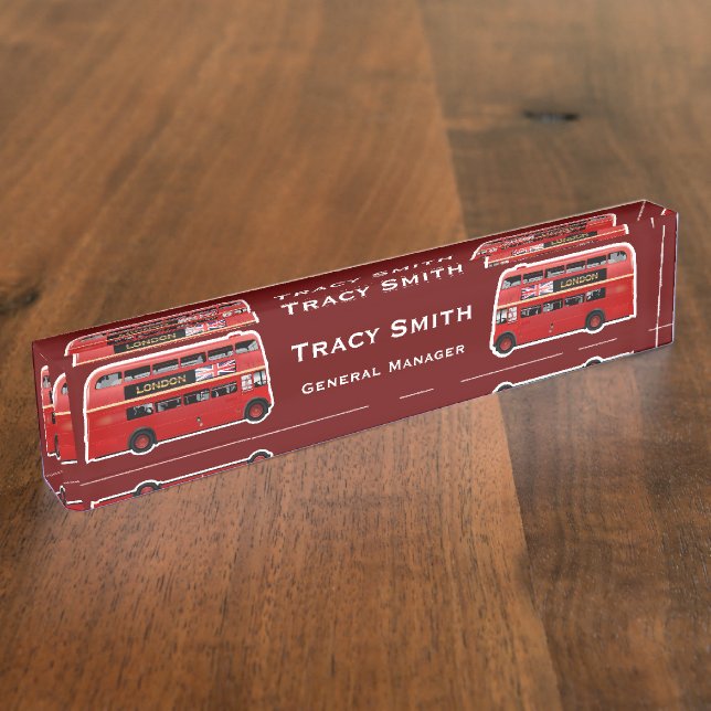 Roter London-Doppeldecker-Bus Namensplakette (Seite)