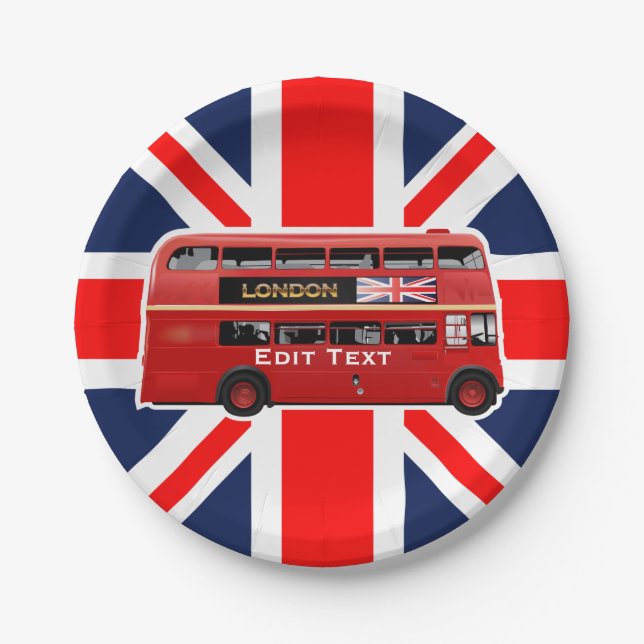 Roter London-Doppeldecker-Bus Pappteller (Vorderseite)