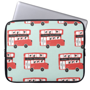 Roter London-Doppeldeckerbus Nahtloses Muster vint Laptopschutzhülle