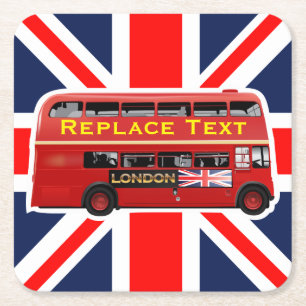 Roter London-Doppeldeckerbus Rechteckiger Pappuntersetzer