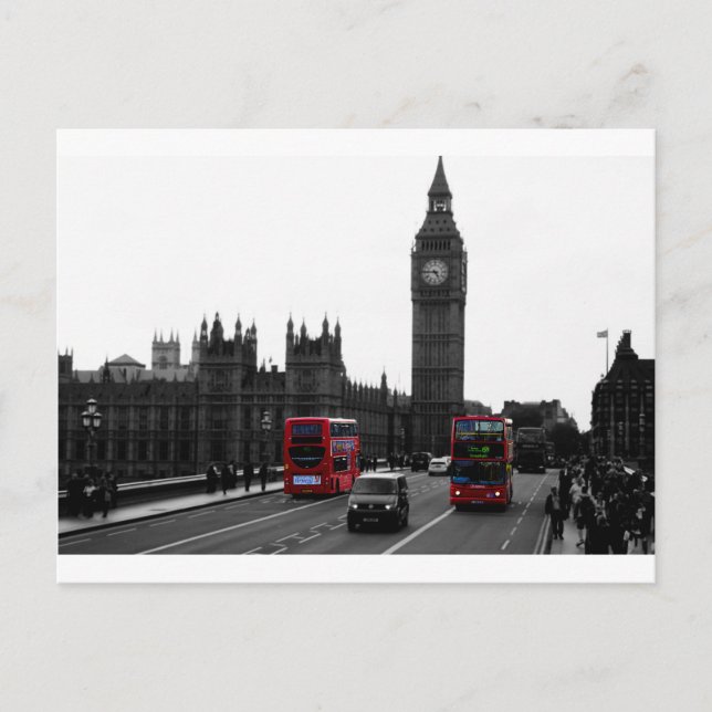 roter London-Reisebus und Big Ben Postkarte (Vorderseite)