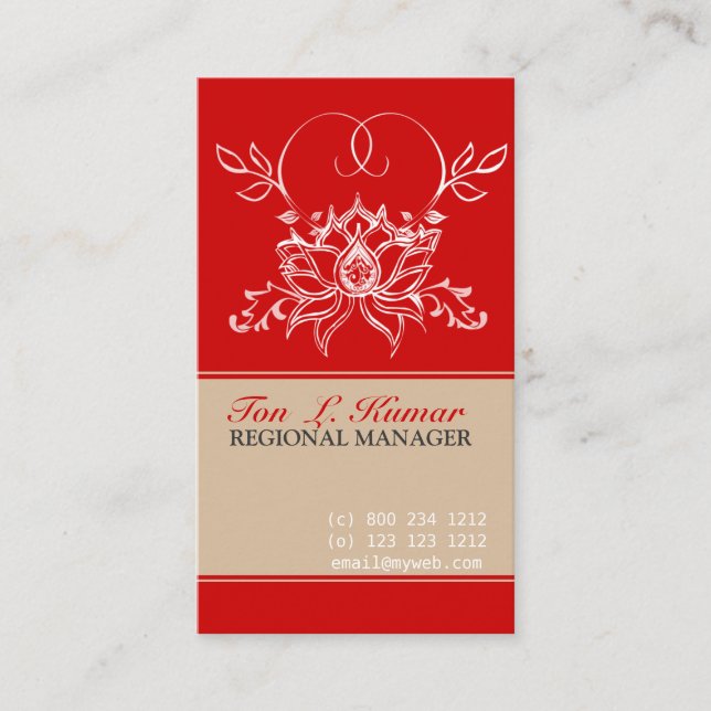 Roter Lotus-Blumengarten Visitenkarte (Vorderseite)