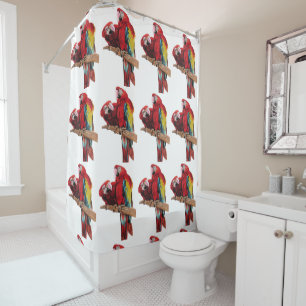 Roter Macaw Parrot Aquädukte Duschvorhang