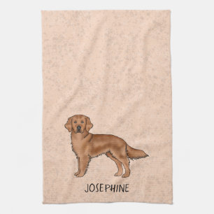 Roter Mahagoni-Golden-Retriever-Hund mit individue Geschirrtuch