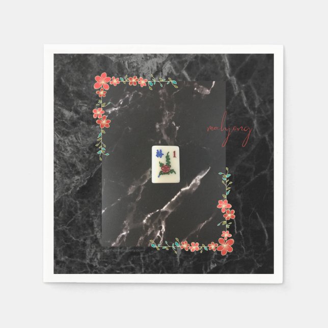 Roter Mahjong-Papierteller Serviette (Vorderseite)