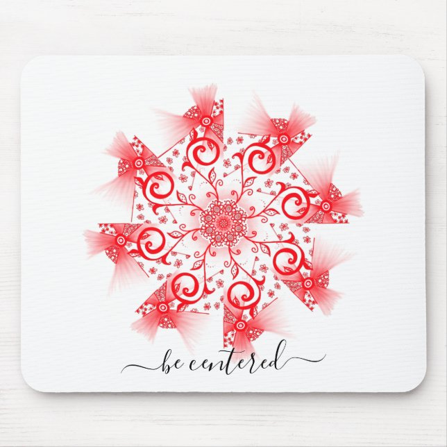 Roter Mandala-Fraktal-Doodle zentrieren Mousepad (Vorne)