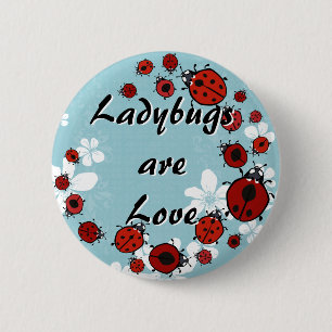 Roter Marienkäfer-Knopf Button