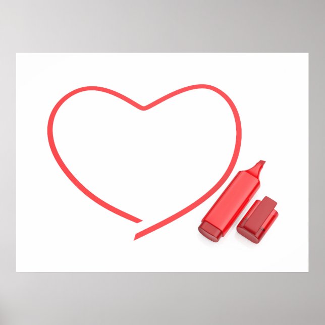Roter Marker und rotes Herz Poster (Vorne)