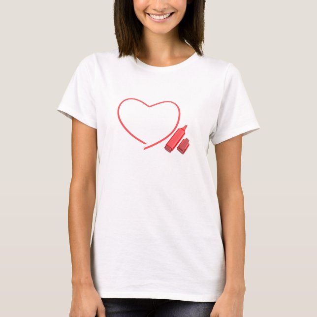 Roter Marker und rotes Herz T-Shirt (Vorderseite)