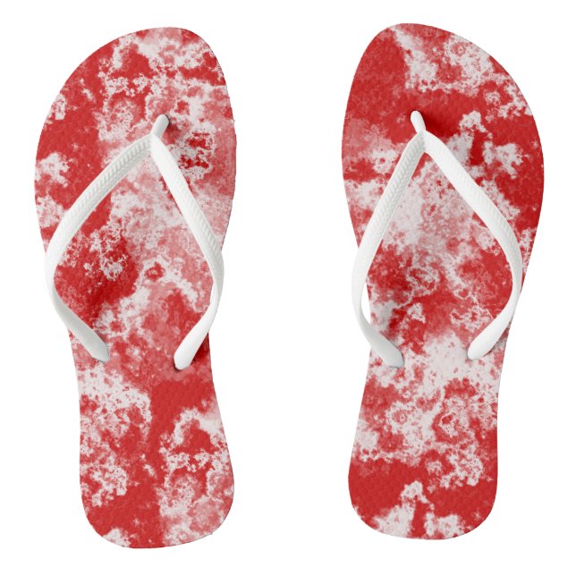 Roter Marmor Swirl Abstrakt Flip Flops (Fußbett)