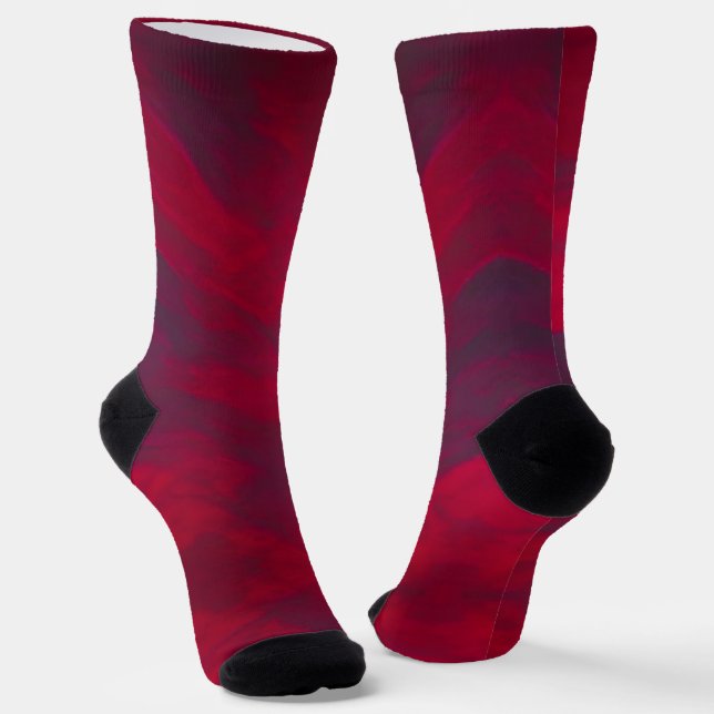Roter Maron schöne abstrakte Design kitty Stimmen Socken (Gewinkelt)