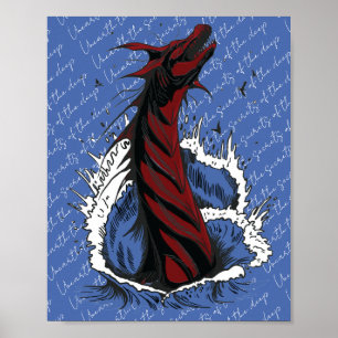 Roter Meer-Monster-Schlangen-Ozeanwellen-Plakat Poster