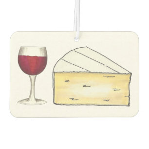 Roter Merlot Weinglas und Feinschmecker Brie Chee Autolufterfrischer