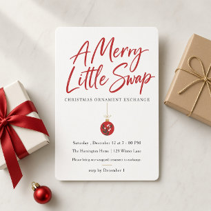 Roter Merry Little Swap Weihnachtsbaumschmuck-Taus Einladung