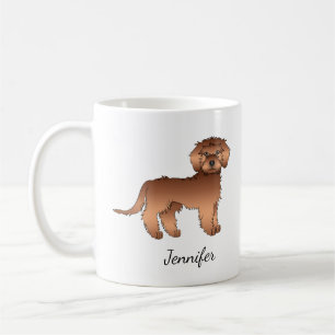 Roter Mini Goldendoodle Cartoon-Hund & Name Kaffeetasse