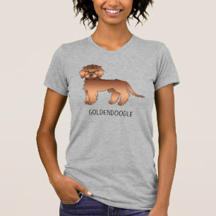 Roter Mini Goldendoodle Cartoon-Hund & Text T-Shirt