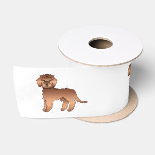 Roter Mini Goldendoodle Süße Cartoon Hunde Satinband
