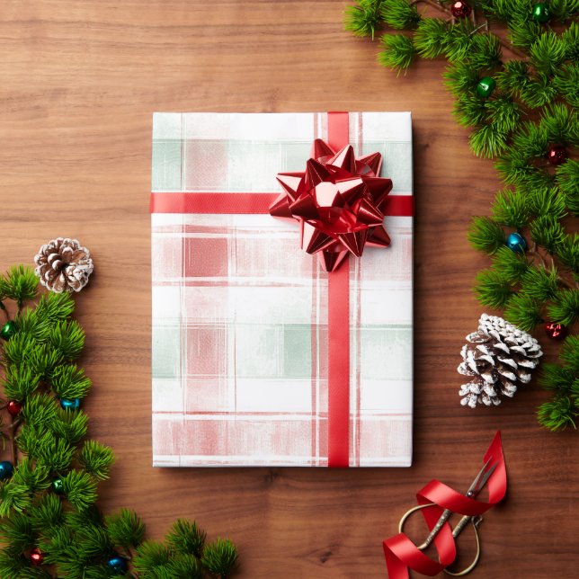 Roter Minz-Pfefferminz-Mocha-Karo-Weihnachten Geschenkpapier (Feiertagsgeschenk)
