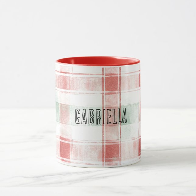 Roter Minz-Pfefferminz-Mocha-Karostreifen Weihnach Tasse (Zentrum)