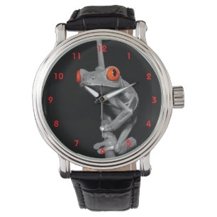 Roter mit Augen Baum-Frosch Armbanduhr