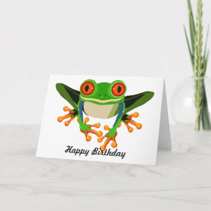 Roter mit Augen Baum-Frosch-Geburtstag Karte