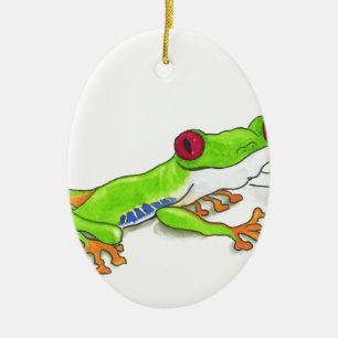 Roter mit Augen Baum-Frosch Keramikornament