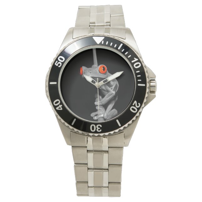 Roter Mit Augen Baumfrosch Armbanduhr (Vorderseite)