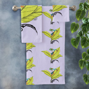 Roter Mit Augen Baumfrosch Badhandtuch Set