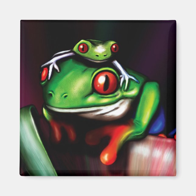 Roter Mit Augen Baumfrosch Magnet (Vorne)