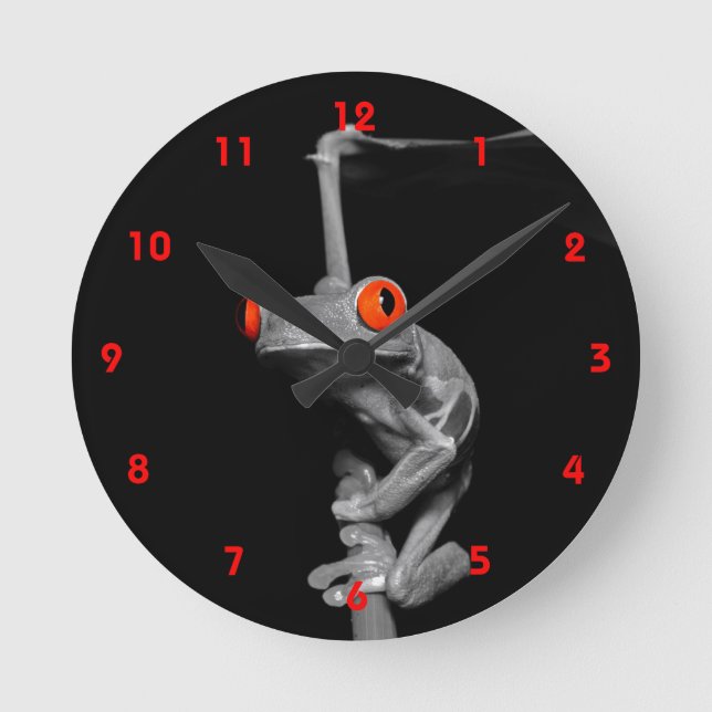 Roter Mit Augen Baumfrosch Runde Wanduhr (Vorderseite)