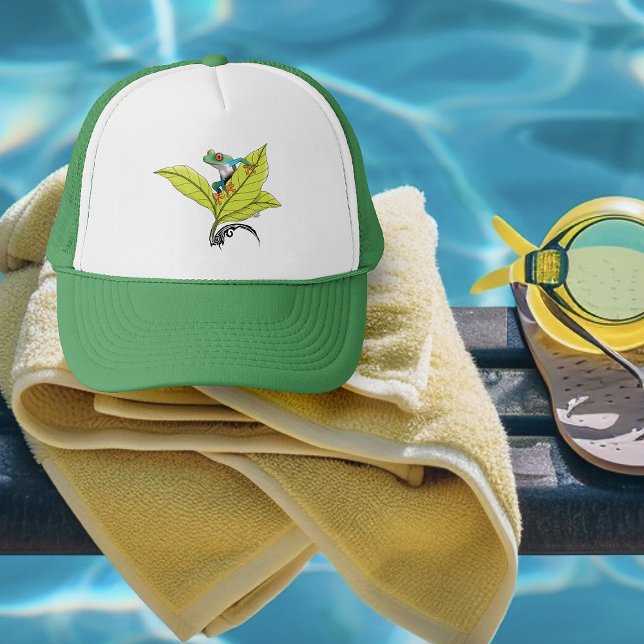 Roter Mit Augen Baumfrosch Truckerkappe (Von Creator hochgeladen)