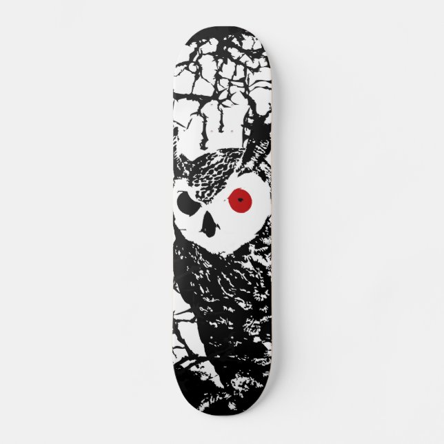 Roter mit Augen EuleSkateboard Skateboard (Vorderseite)